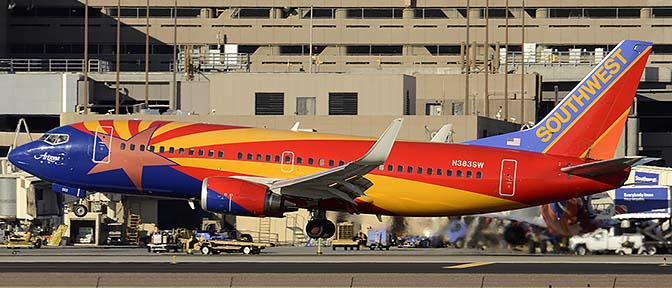 Southwest Boeing 737-7H4 N383SW Arizona One, Phoenix Sky Harbor, December 20, 2015